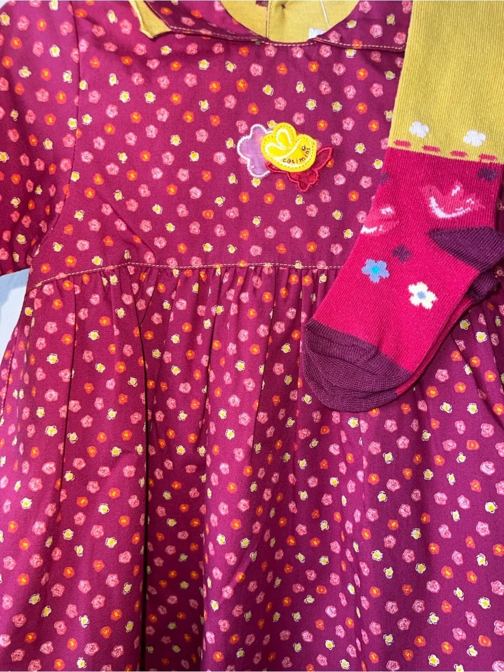 French Vintage Kids Catimini Dress with Matching Tights​